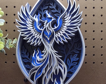 9 Layer Laser Cut Phoenix | Fantasy Wood Art | DIY Paintable Mythology Display