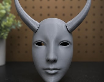 Oni Horn Mask | Halloween Costume | Masquerade Face Mask | 3D Printed Wall Decor