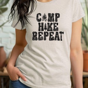 Camp Hike Repeat Outdoor Adventure Shirt for Nature Lovers, Perfect for Camping, Hiking, and Exploring the Wilderness in Style