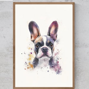 Digital Download of a Black French Bulldog in watercolor