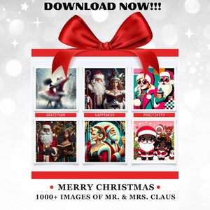 Méga lot de Noël impression numérique : fichiers PNG vintage M. & Mme Claus, art mural bricolage rétro, décoration d'intérieur, vacances - plus de 1 000 modèles