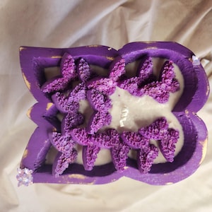 Purple Rustic Butterfly Dough Bowl Candle
