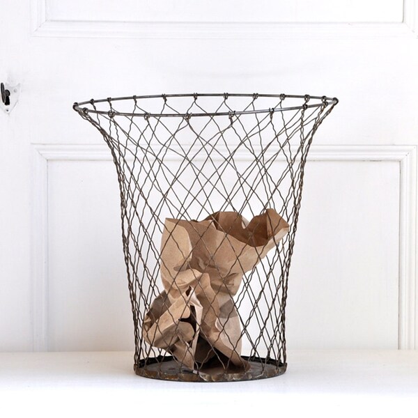 vintage wire wastebasket