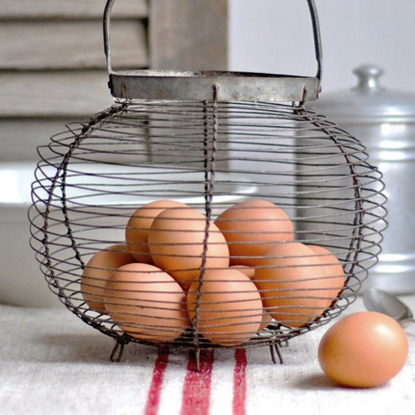 antique french wire egg basket