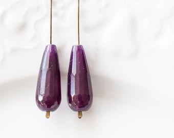 Modern Drop Dangle Earrings Ultra Violet Purple Jade Urban Minimalist Geometric Jewelry organic eco friendly minimal chic