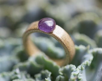 Amethyst Gemstone Gold Resin Ring: Hypoallergenic Stacking Jewelry