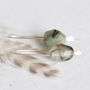 Modern Rutilated Quartz Hook Earrings Argentuim Sterling silver