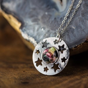 Tourmaline Pendant Necklace Star Celestial Jewelry OOAK