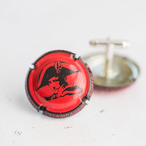Celebrity Champagne Caps Men Cufflinks Upcycled Napoleon French Wine cuff links for him