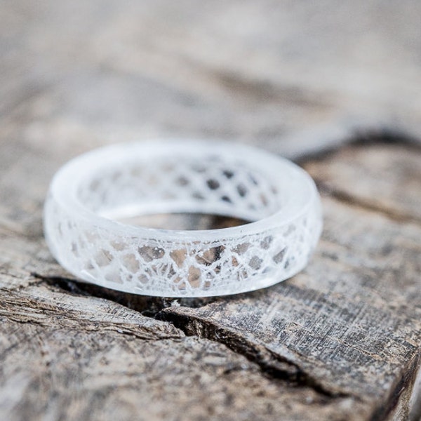 French Lace Resin Stacking Ring faceted Ring OOAK french vintage white lace eco friendly wedding bridal resin jewelry