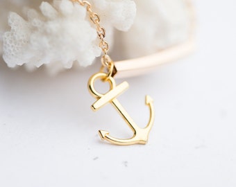 Gold Anchor Bracelet Modern Minimalist chain charm friendship bracelet sailor nautical jewelry summer beach minimalist minimal chic