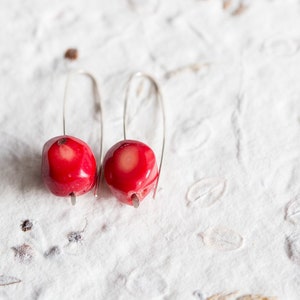 Moderne rote Koralle Ohrringe Argentuim Sterling Silber minimal chic