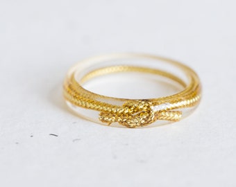 Love Knot Thin Stackable Gold Resin Ring Smooth Ring OOAK minimal chic