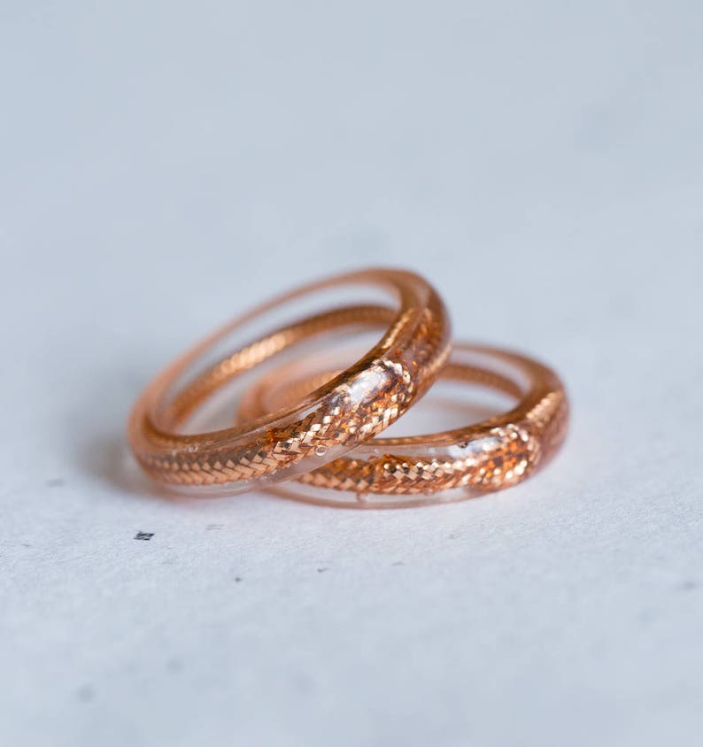 Love Knot Thin Stackable Gold Resin Ring Smooth Ring OOAK minimal chic minimalist jewelry image 4