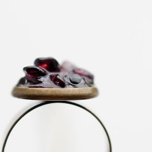 Granat Ring Einstellbar Cocktail Ring Januar Birthstone OOAK Boho Schmuck
