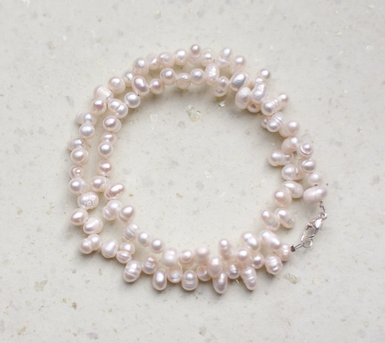 White Pearl Bracelet Choker Bridal Wedding Modern Minimalist jewelry image 5