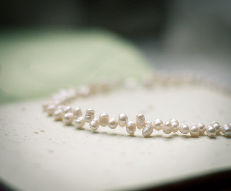White Pearl Bracelet Choker Bridal Wedding Modern Minimalist jewelry image 4
