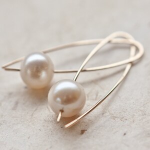 Modern Simple Earrings14K Goldfilled White Pearls Ivory Wedding Bridal Minimal Chic Organic Minimalist image 3