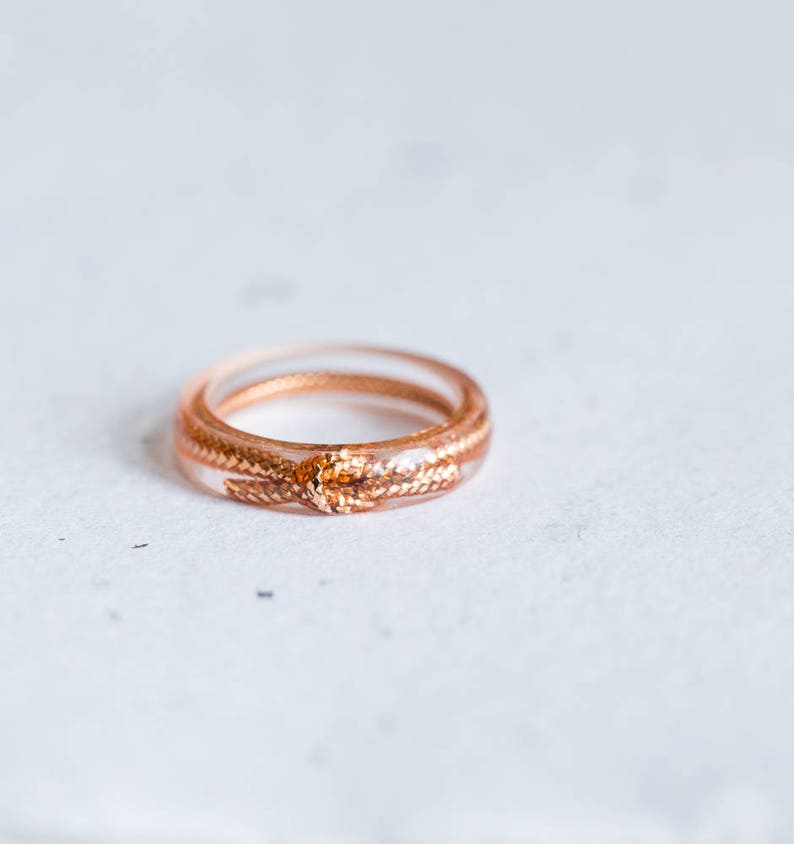 Love Knot Thin Stackable Gold Resin Ring Smooth Ring OOAK minimal chic minimalist jewelry image 1