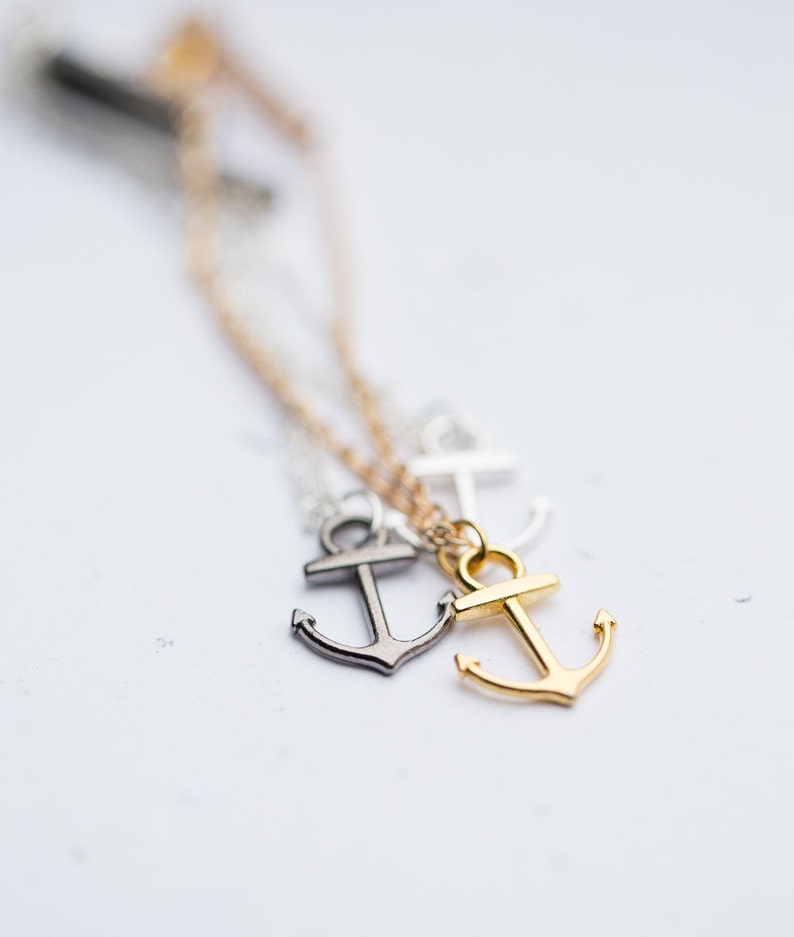 Silver Anchor Bracelet Modern Minimalist chain charm friendship bracelet sailor nautical summer beach minimalist jewelry minimal chic image 4