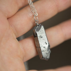 Silver Quartz Raw Point Pendant Wire Wrapped Silver Necklace Healing jewelry image 9