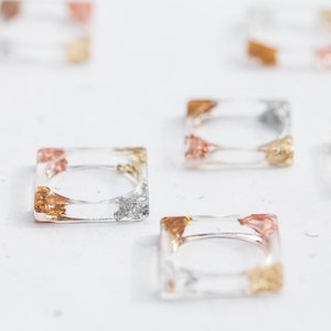 Square Resin Stacking Ring Modern Transparent Tricolor Ring OOAK image 1