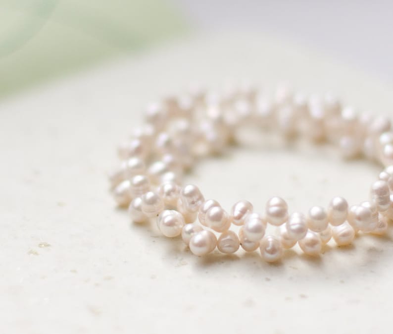 White Pearl Bracelet Choker Bridal Wedding Modern Minimalist jewelry image 1