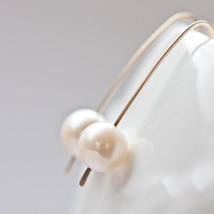 Modern Simple Earrings14K Goldfilled White Pearls Ivory Wedding Bridal Minimal Chic Organic Minimalist image 5