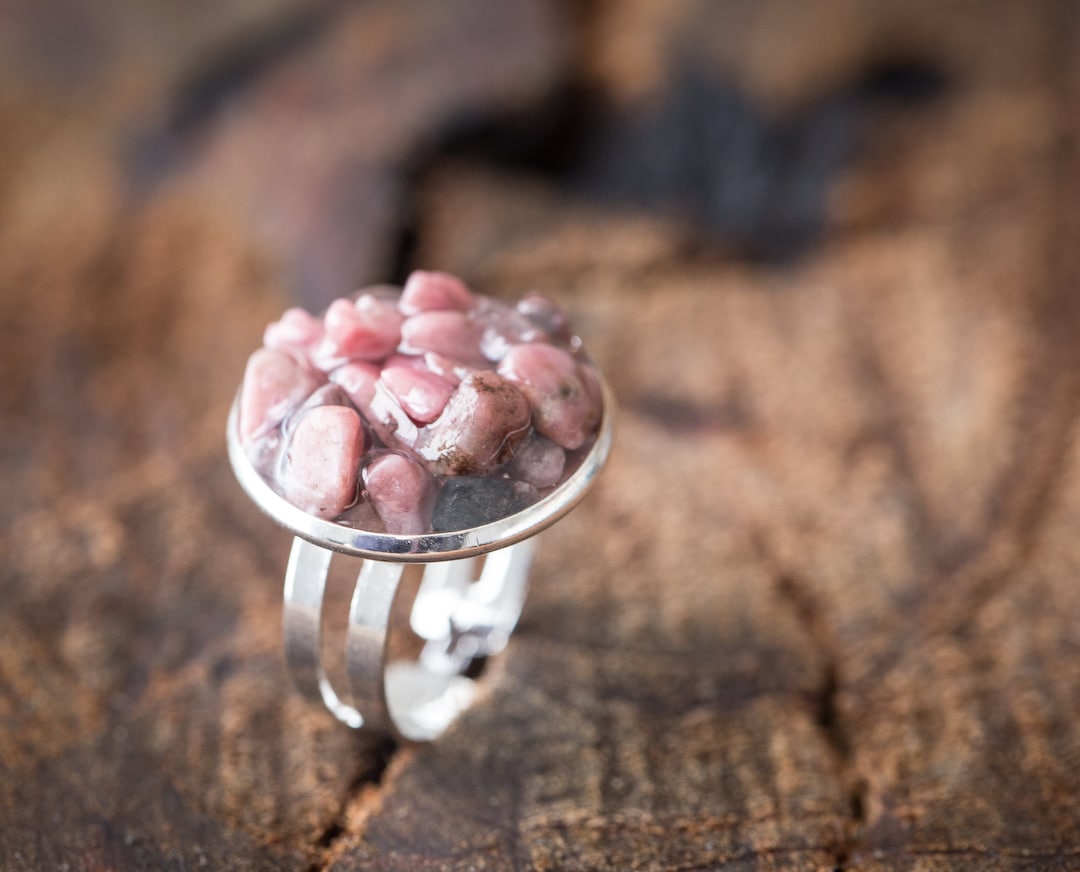 Raw Pink Rhodonite Ring Adjustable Statement Cocktail Ring OOAK Boho ...