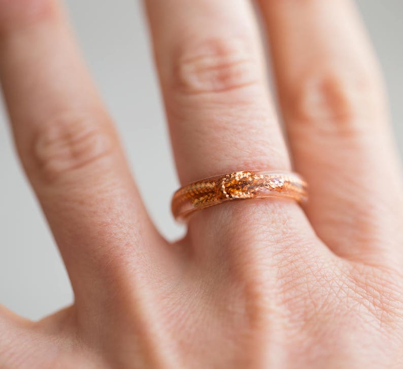 Love Knot Thin Stackable Gold Resin Ring Smooth Ring OOAK minimal chic minimalist jewelry image 5