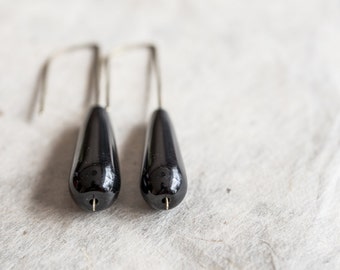 Modern Drop Earrings Black Agate Urban Minimalist Geometric Jewelry minimal chic eco friendly