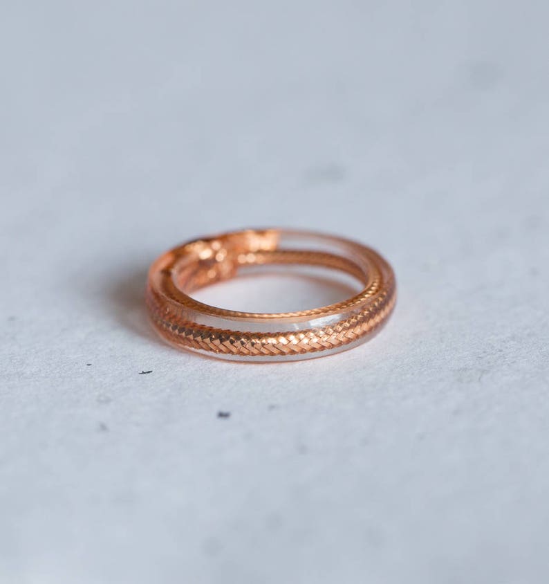 Love Knot Thin Stackable Gold Resin Ring Smooth Ring OOAK minimal chic minimalist jewelry image 6