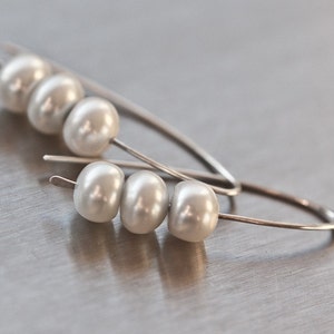 Modern Pearl Earrings Argentuim Sterling silver Natural White image 4