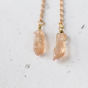 Long Dangle Mystic Peach Quartz Pendulum Earrings Champagne Apricot image 7