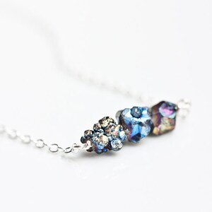 Druzy Necklace Titanium rainbow Modern Minimalist jewelry Boho fashion rustic neutral silver gray image 4