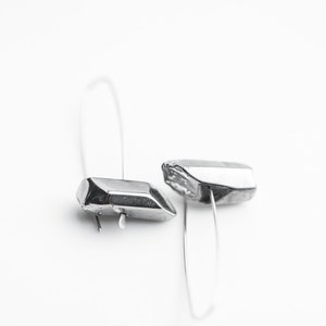 Modern Hook Earrings Silver Quartz Argentuim Sterling Silver Handmade Urban Minimalism Geometric Jewelry minimal chic