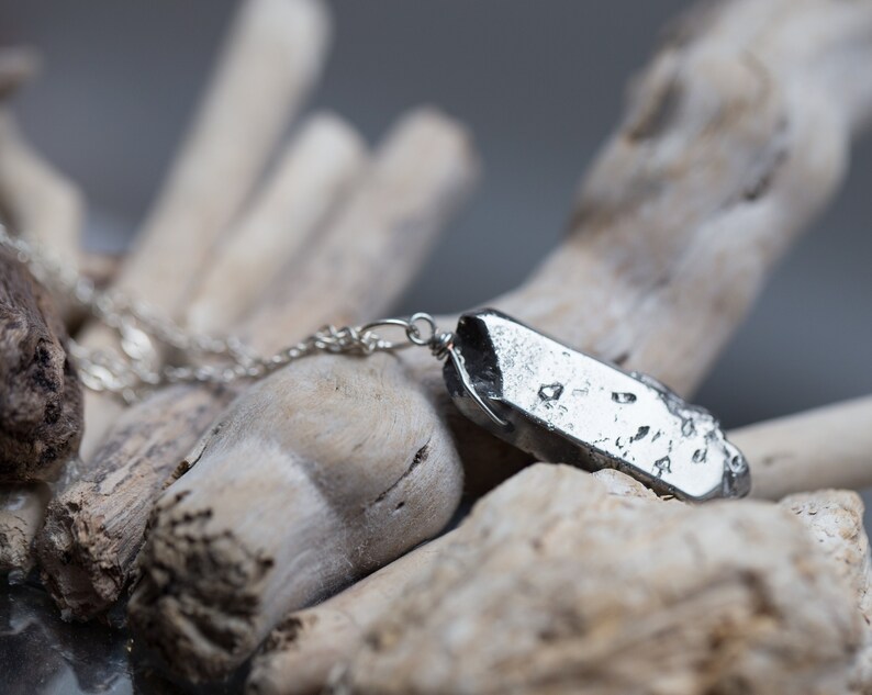 Silver Quartz Raw Point Pendant Wire Wrapped Silver Necklace Healing jewelry image 3