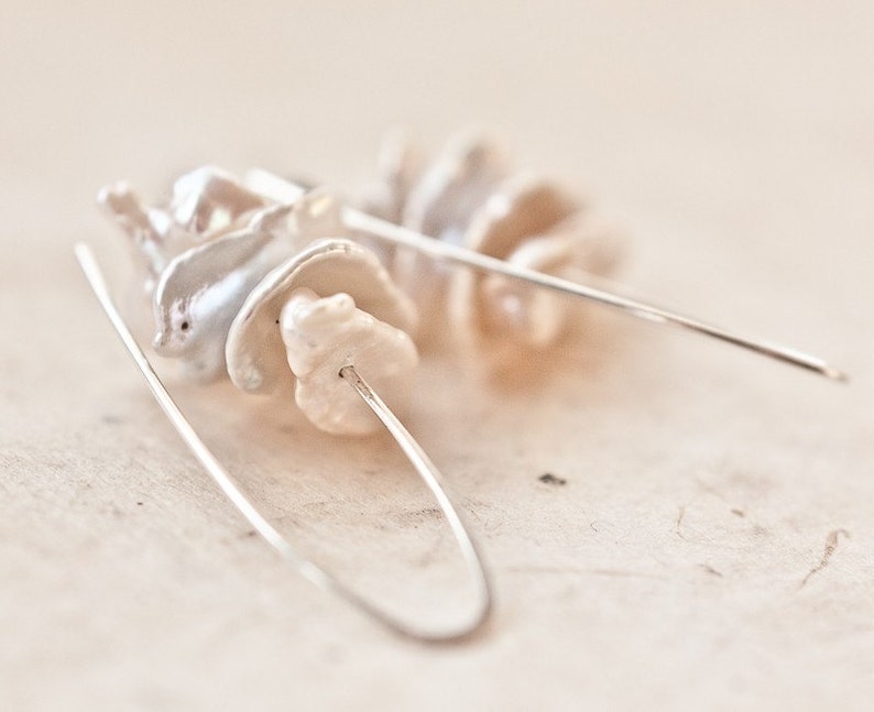 Modern Earrings Keishi Pearls Sterling Silver Ivory White Keshi Bridal Wedding bridesmaid jewelry minimal chic image 5