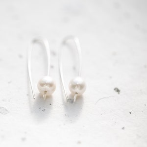 Modern Simple Earrings14K Goldfilled White Pearls Ivory Wedding Bridal Minimal Chic Organic Minimalist image 2