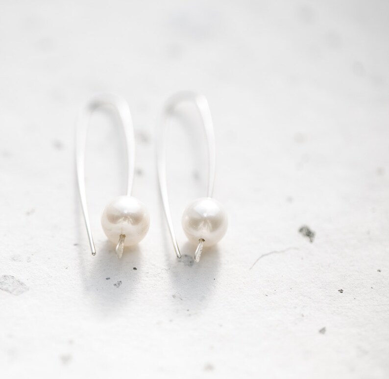 Modern Simple Earrings14K Goldfilled White Pearls Ivory Wedding Bridal Minimal Chic Organic Minimalist image 2