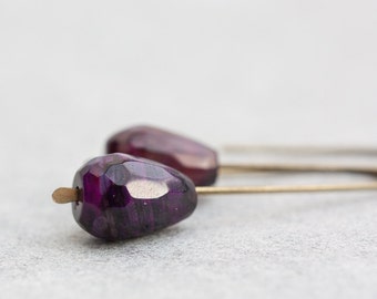 Modern Earrings Deep Purple Agate Marsala Urban Minimalist Geometric Jewelry eco friendly