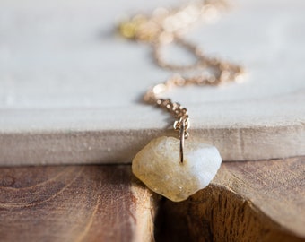 Raw Citrine Pendant Dainty Necklace Healing jewelry November birthstone