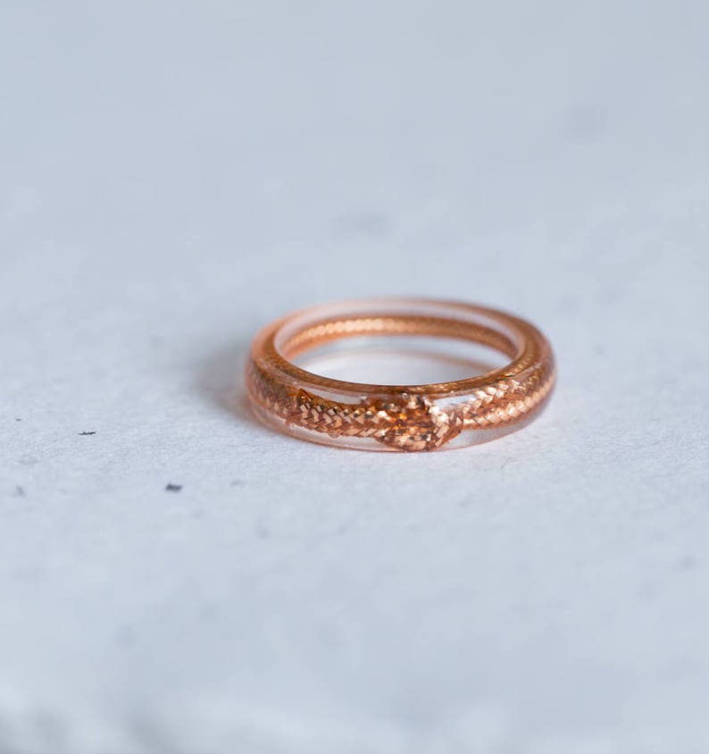 Love Knot Thin Stackable Gold Resin Ring Smooth Ring OOAK minimal chic minimalist jewelry image 3