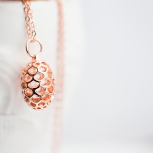 Pinecone Necklace Rose Gold Hollow Pendant Boho Pendulum Pendant Long Gold Necklace modern minimalist jewelry