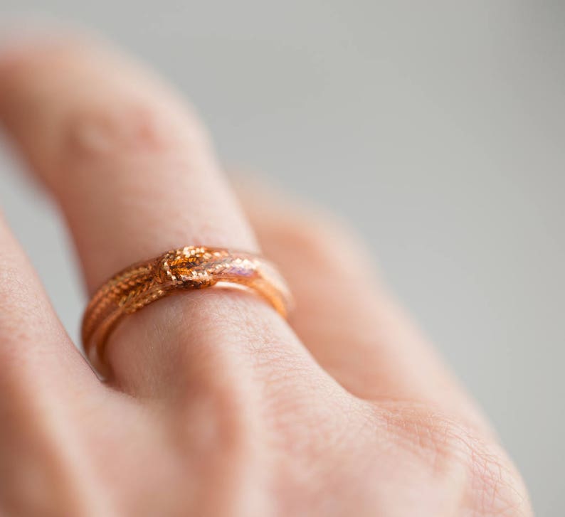 Love Knot Thin Stackable Gold Resin Ring Smooth Ring OOAK minimal chic minimalist jewelry image 2