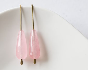 Modern Drop Earrings Pink Jade Urban Minimalist Geometric Jewelry