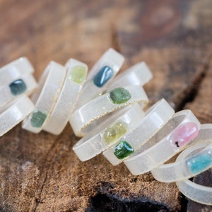 Tourmaline Gemstone Resin Ring Stacking smooth Ring OOAK hypoallergenic ring image 1