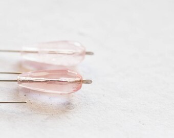 Modern Drop Earrings Pastel Rose Quartz Argentium Sterling silver minimalist Geometric Jewelry minimal chic