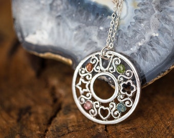 Tourmaline Lacy Pendant Necklace Star Celestial Jewelry OOAK