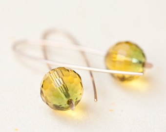 Ametrine Quartz Earrings Argentium Sterling silver Yellow Green